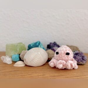 Keychain Mini Velvet Teal Octopus Plushie Handmade Crochet